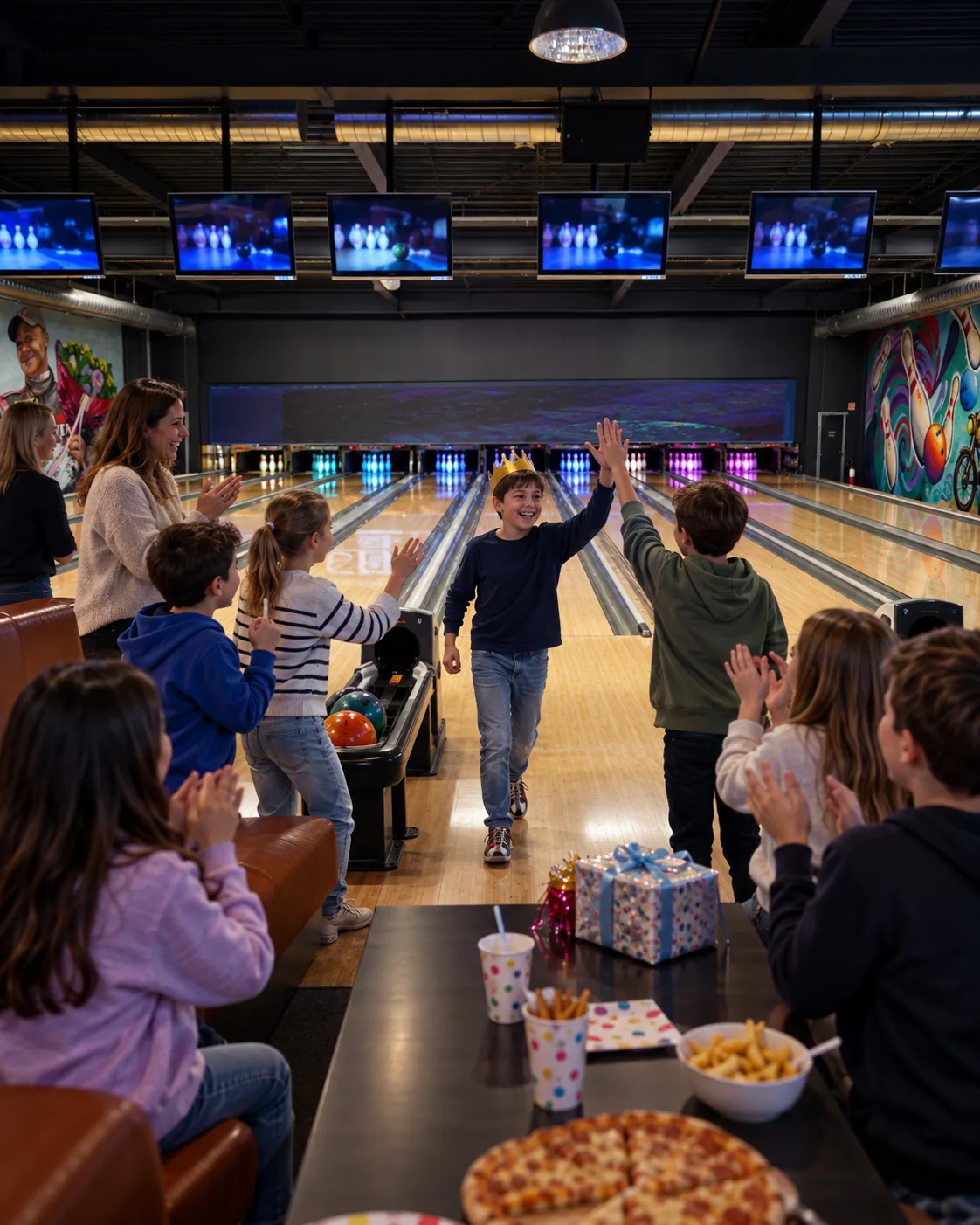 Kerzen aus. Bowling an.